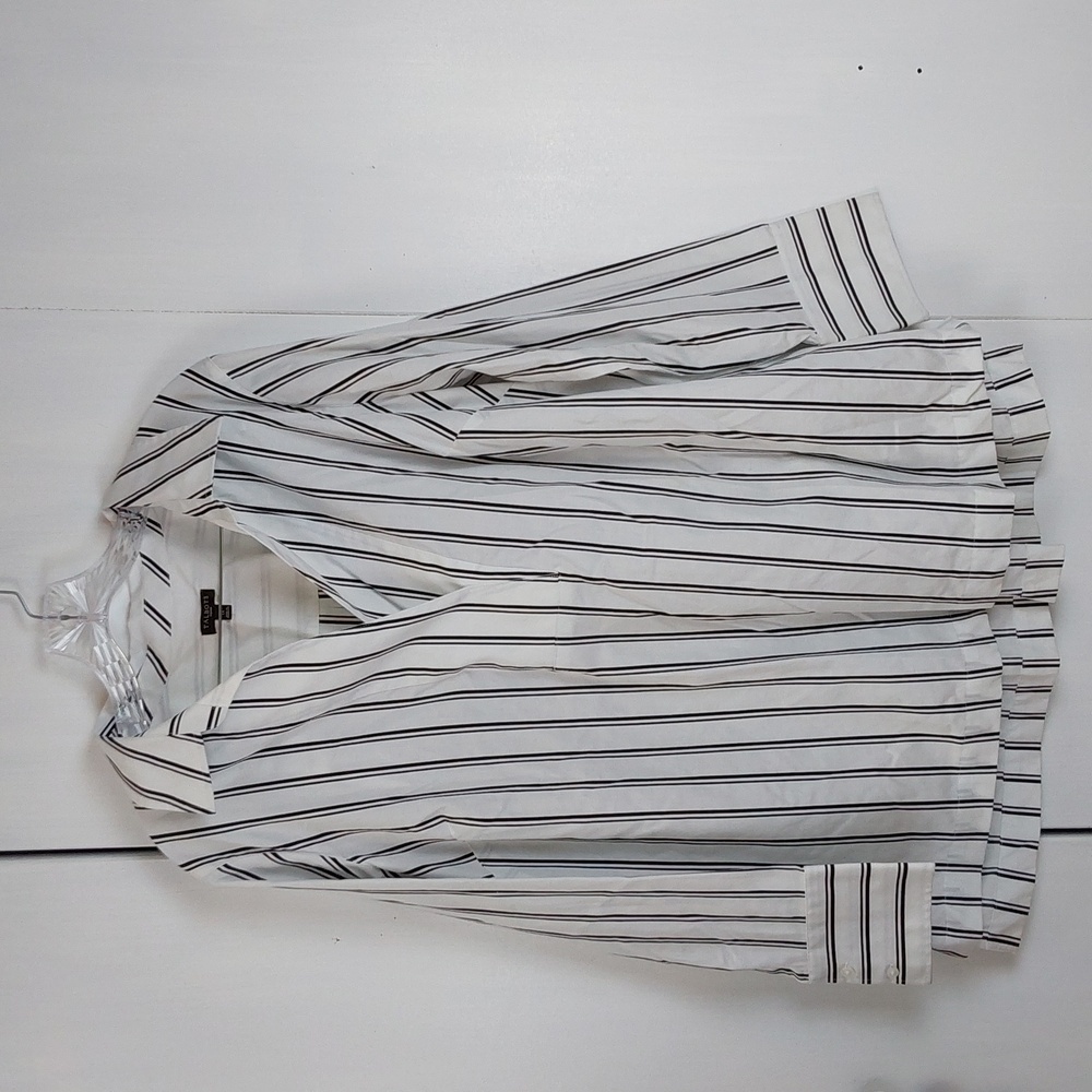 Talbots  Womens White/ Black Striped Popover Organic Preppy top Sz.1X